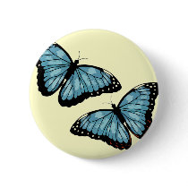 Artsy Blue Butterflies Buttons