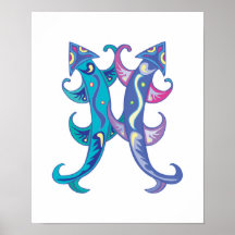 artsy colourful squid design print