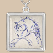 Artsy Horse Head Sketch necklaces