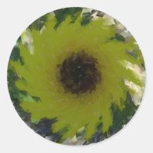 Artsy Sunflower Round Stickers