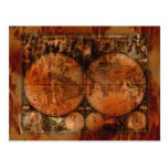 Arty Vintage Old World Map Postcard
