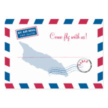 Aruba Air Mail Escort/Seating Card Wedding Business Cards