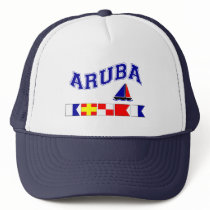 Aruba (Maritime Flag Spelling) Trucker Hats