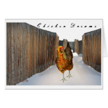 Arucana hen 'dream' in snow fence art Card