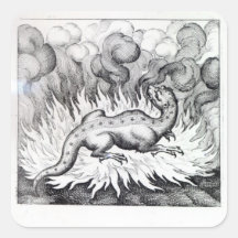 As the Salamander lives in fire Square Stickers