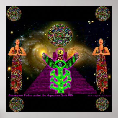 Ascencion Twins under the Aquarian Dark Rift Poster by LucidShaman