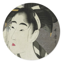 Ase o fuku onna round stickers