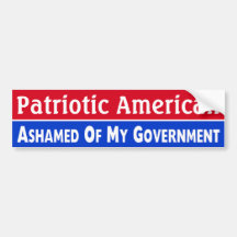 Ashamed Of My Government 2 Bumper Sticker