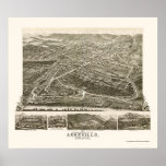 Asheville, NC Panoramic Map - 1891 posters