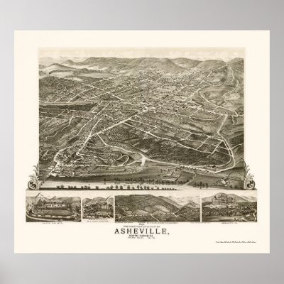 Asheville, NC Panoramic Map - 1891 Posters by lc_maps