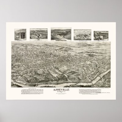 Asheville, NC Panoramic Map - 1912 Poster by lc_maps