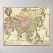Asia Hand Coloured Map