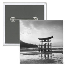 Asia, Japan, Myajima. Torri Gate Pinback Buttons