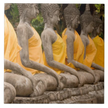Asia, Thailand, Siam, Buddhas at Ayutthaya Ceramic Tile