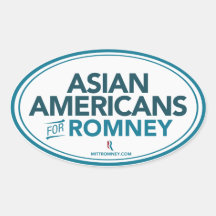Asian Americans For Mitt Romney 2012 Oval Sticker