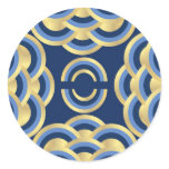 Asian Blue and Gold Abstract Sticker