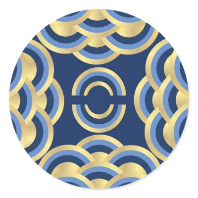 Asian Blue and Gold Abstract Sticker by elledeegee