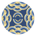 Asian Blue and Gold Abstract Sticker