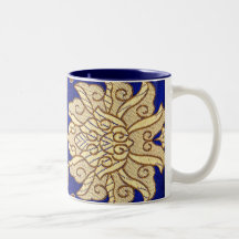 asian blue coffee mug