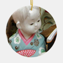 Asian ceramics, figure of a baby christmas ornament