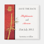 Asian Double Happiness Bamboo Red Save The Date Magnets
