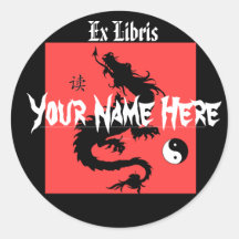 Asian Dragon Bookplate Sticker
