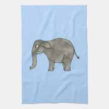 Asian Elephant, on light blue. Hand Towel