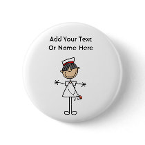 Asian Female Stick Figure Nurse T-shirts and Gifts Pinback Button
