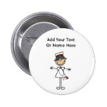 Asian Female Stick Figure Nurse T-shirts and Gifts Pinback Button