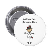 Asian Female Stick Figure Nurse T-shirts and Gifts buttons