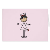 Asian Female Stick Figure Nurse T-shirts and Gifts Greeting Card