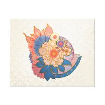 Asian Flower Collage art Gallery Wrapped Canvas