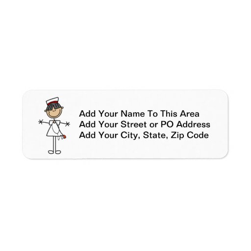Asian Stick Figure Nurse T-shirts and Gifts Return Address Labels