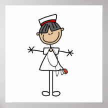 Asian Stick Figure Nurse T-shirts and Gifts Poster