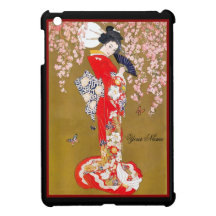 Asian Vintage Diva Lady Retro Red iPad Mini Cases
