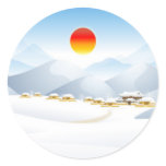 Asian Winter Sun Stickers