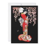 Asian Woman with Cherry Blossom Night Personalized Invitations