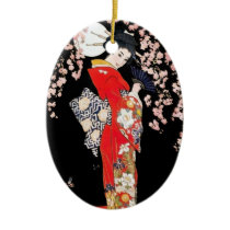 Asian Woman with Cherry Blossom Night Ornament