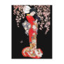 Asian Woman with Cherry Blossom Night Postcard