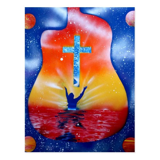 Ask and ye shall receive- man cross guitar post cards