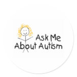 Ask Me About Autism (Girl 1) Round Stickers