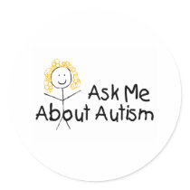 Ask Me About Autism (Girl 1) Round Stickers