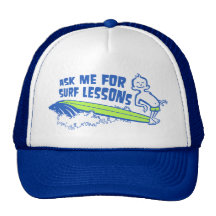 Ask Me For Surf Lessons! Cap in Blue Mesh Hat