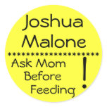 Ask mom before feeding allergy sticker label