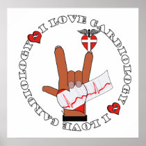 ASL I Love You HAND Sign- I LOVE CARDIOLOGY POSTER