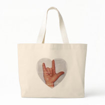 ASL "I LOVE YOU" HEART SHAPE #2 CANVAS BAG