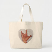 ASL "I LOVE YOU" HEART SHAPE #2 CANVAS BAG