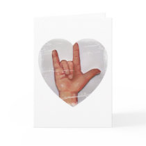 ASL "I LOVE YOU" HEART SHAPE #2 GREETING CARD