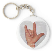 ASL "I LOVE YOU" HEART SHAPE #2 KEYCHAINS
