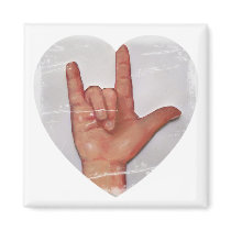 ASL "I LOVE YOU" HEART SHAPE #2 FRIDGE MAGNETS